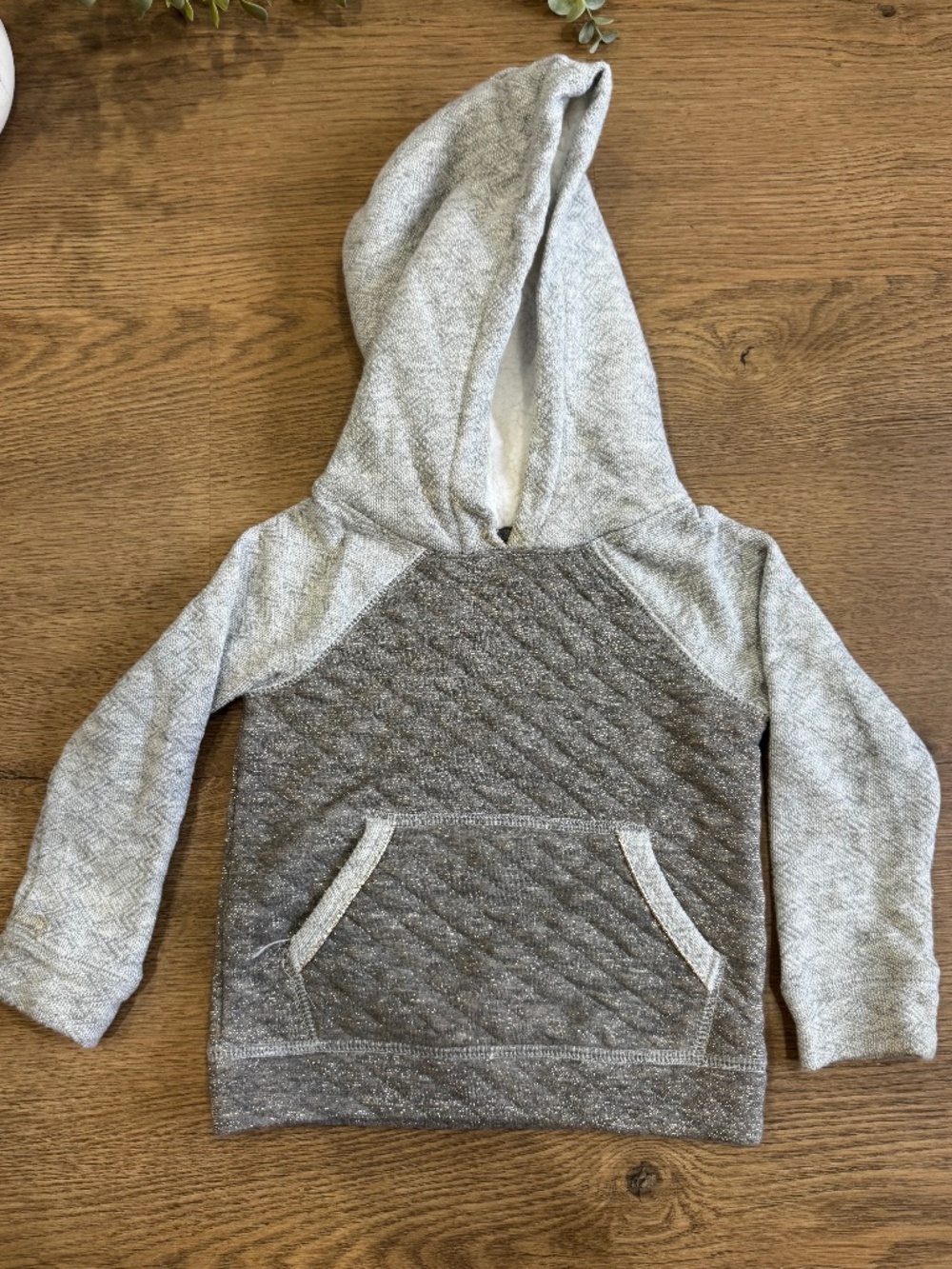 Cat & Jack Baby 18M Gray Quilted Sherpa Hood Pullover Sweatshirt